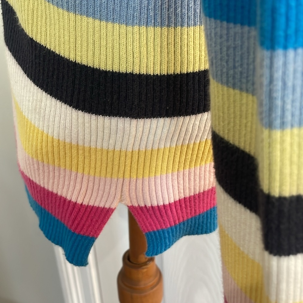 Vintage Y2K striped long sleeve sweater V-neck 100% cotton V-neck size M - Picture 7 of 9